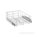 Panier de tiroir de rangement coulissant en acier à deux niveaux